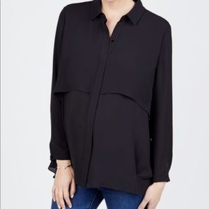 Noir maternity double layer button up.  Black color.  Flowy work blouse